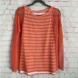 Garnet Hill Overlayed Mesh Black and Gray Shirt